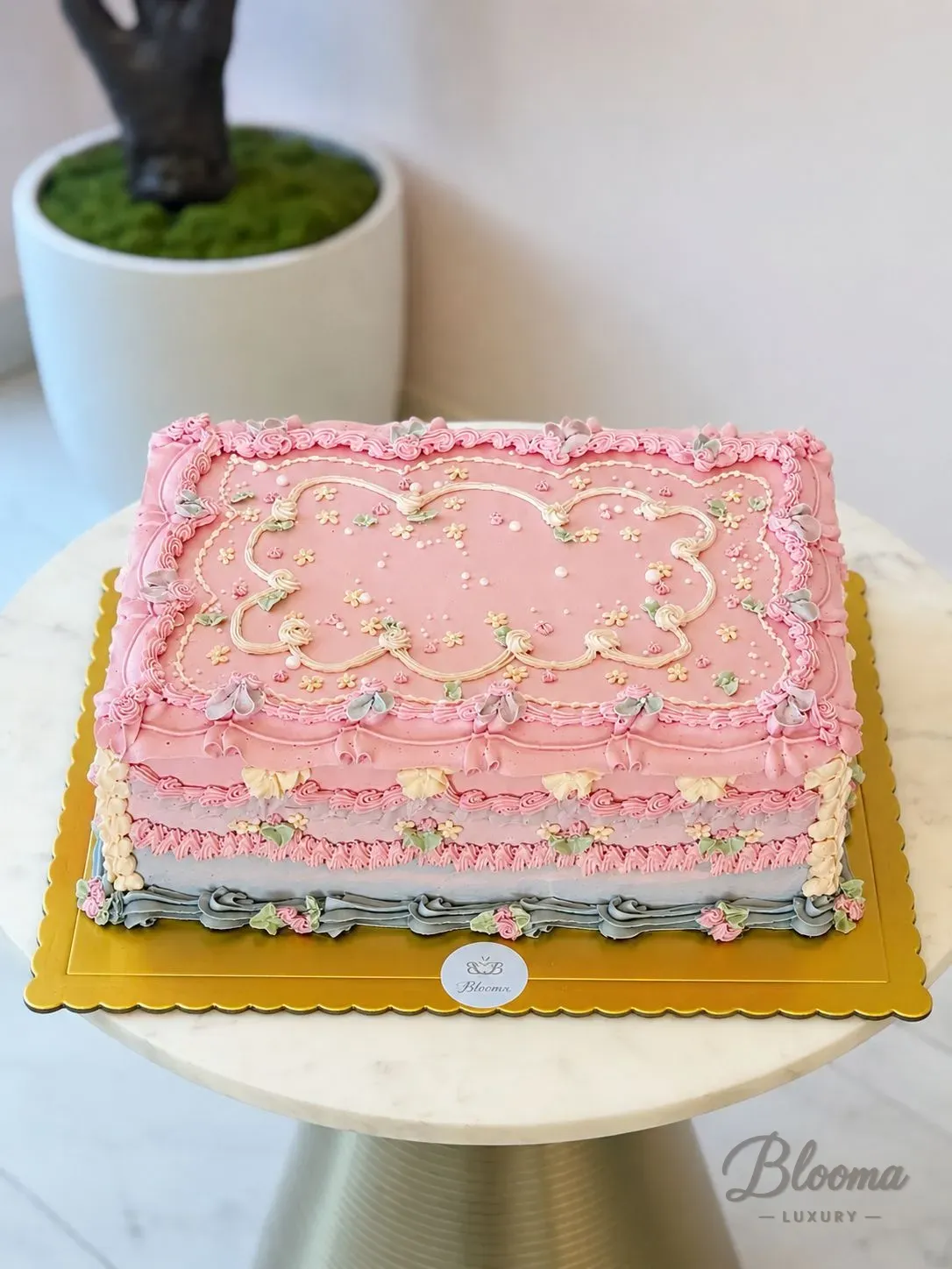 Fancy Nancy Cake – Vintage Sheet Cake-Fancy Nancy Cake – Blush Garden Grande