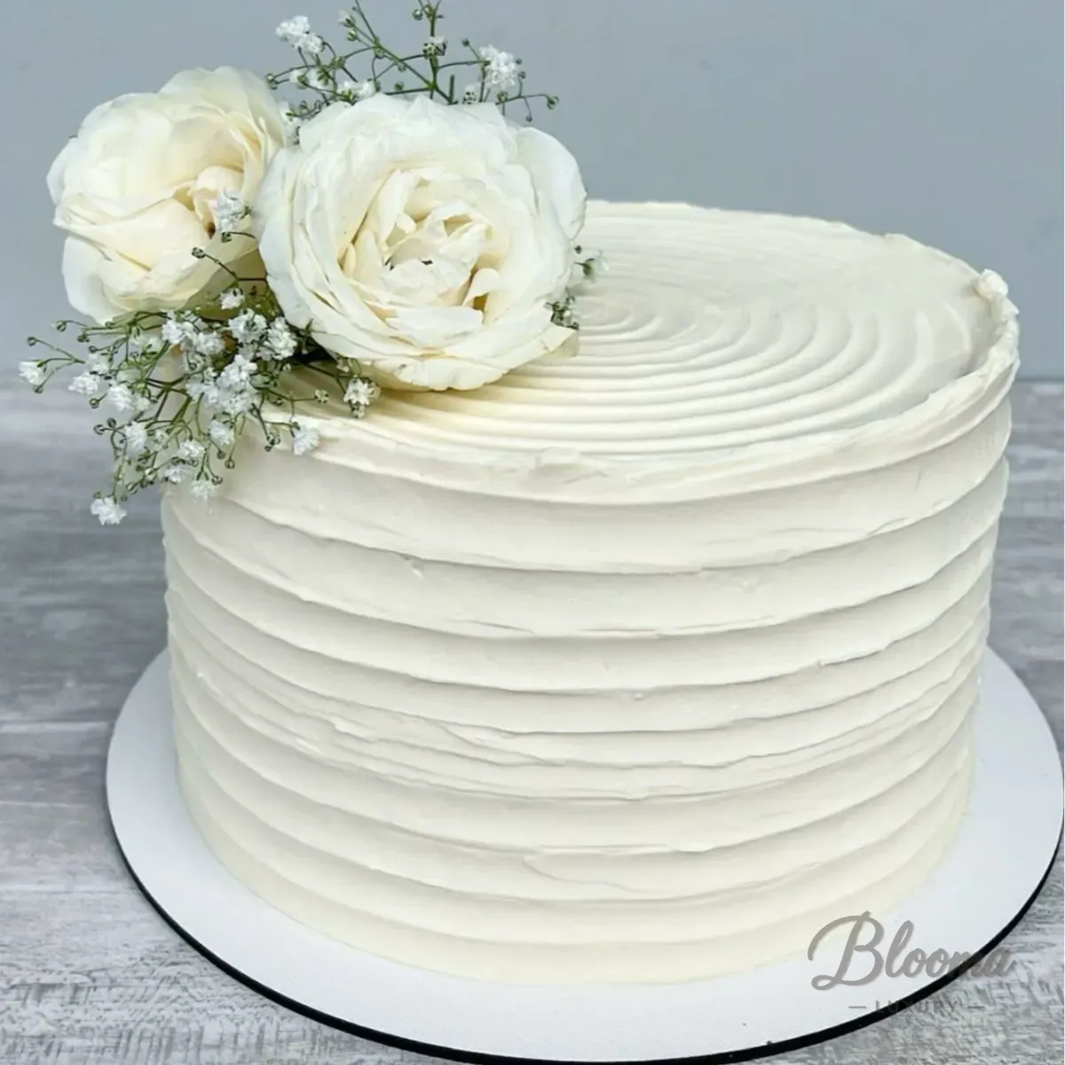 Ivory Rose Harmony Cake -Minimalist White Floral Cake – Bridal Shower | Engagement | Wedding