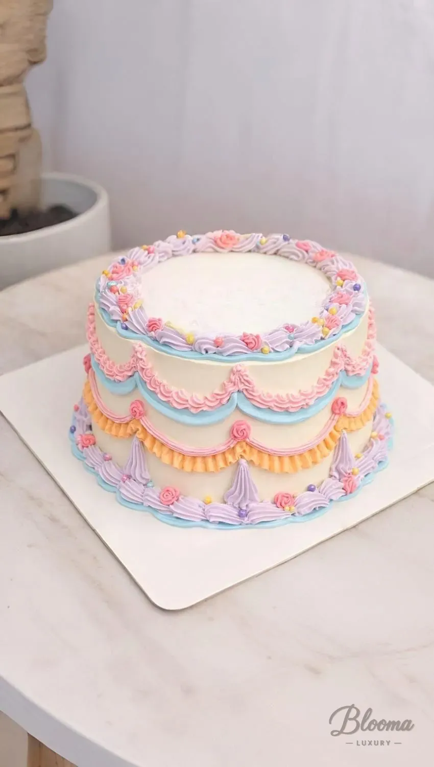 Pastel Elegance Cake Luxury Custom Cake Blooma 2026 Edition - Fancy Nancy Cake – Luxury Vintage Pastel Elegance Cake