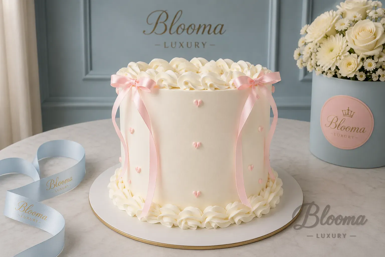 Pink Ribbon Heart Cake