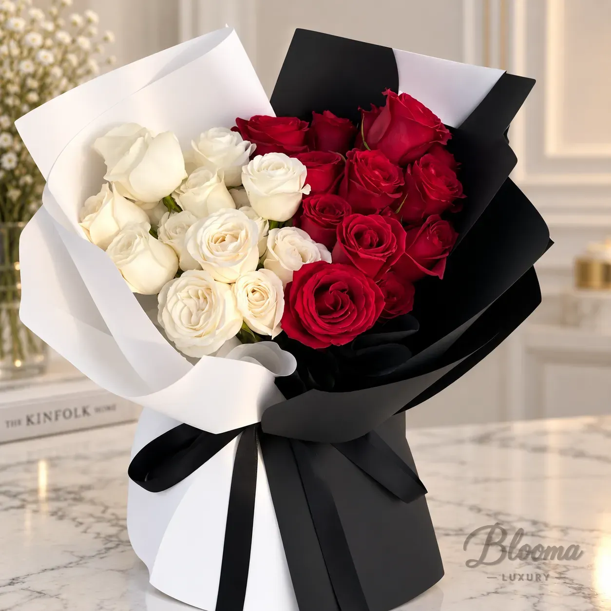 Grand Red And White Bloom Bouquet