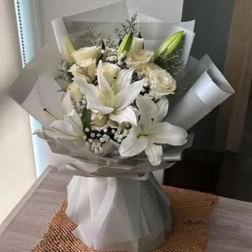 Silver White Lily Bouquet