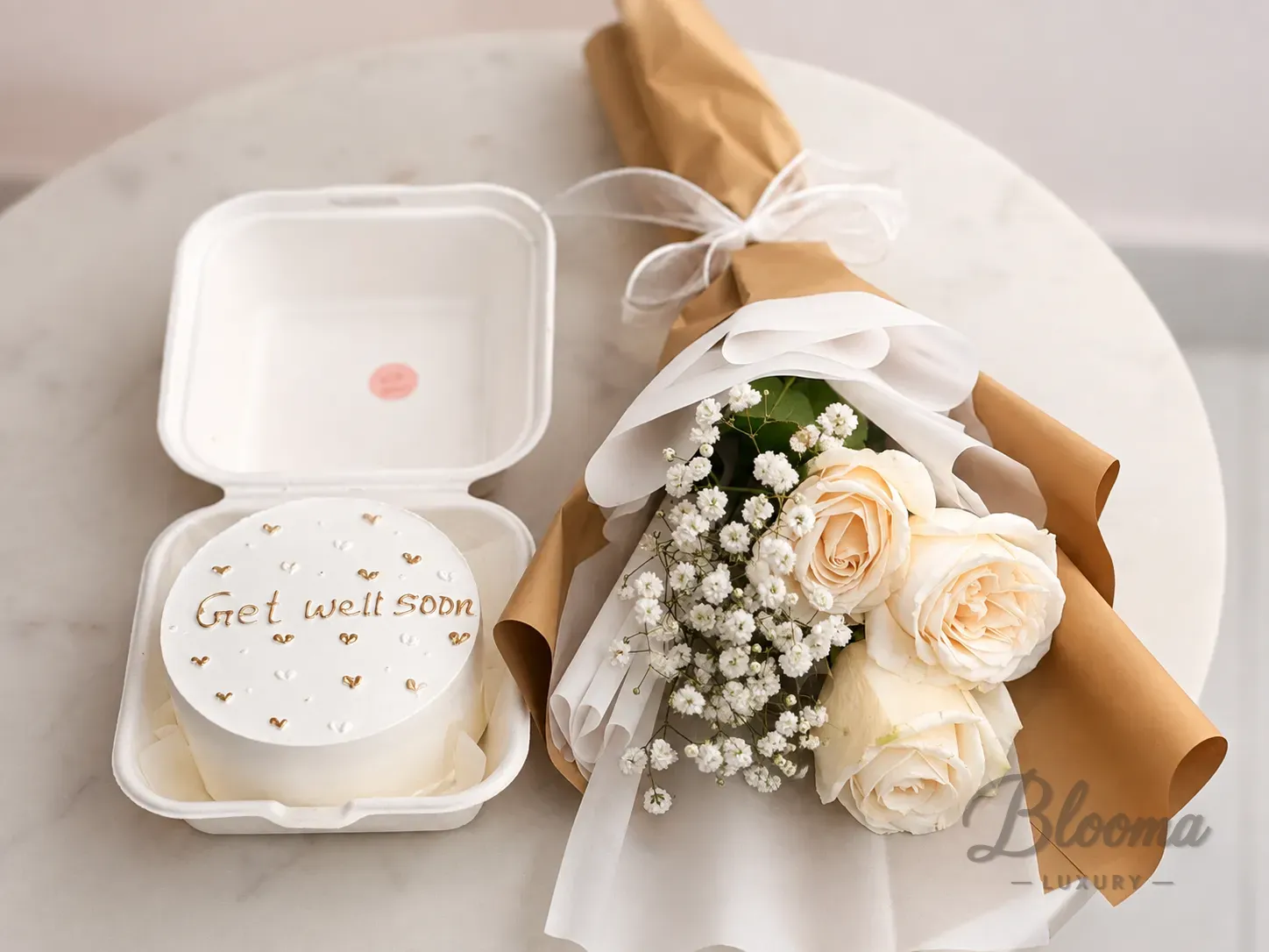 Blush Roses & Mini Birthday Cake Gift Combo-Combo No.24