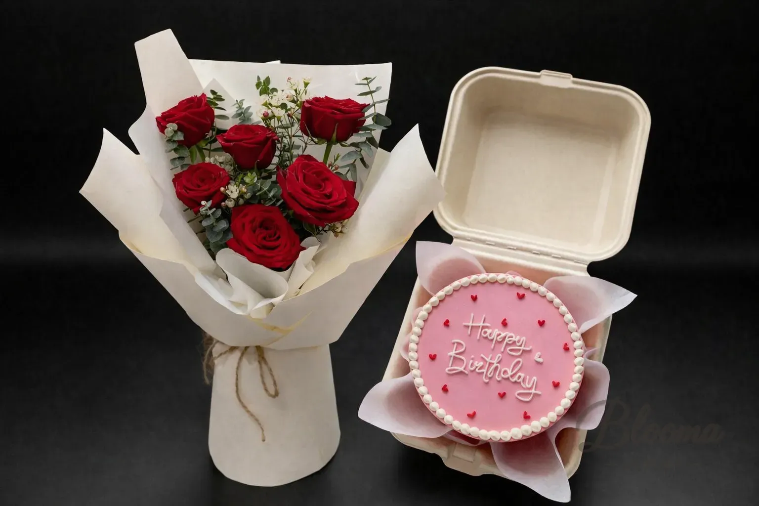 Red Roses & Mini Birthday Cake Gift Combo-Combo No.51