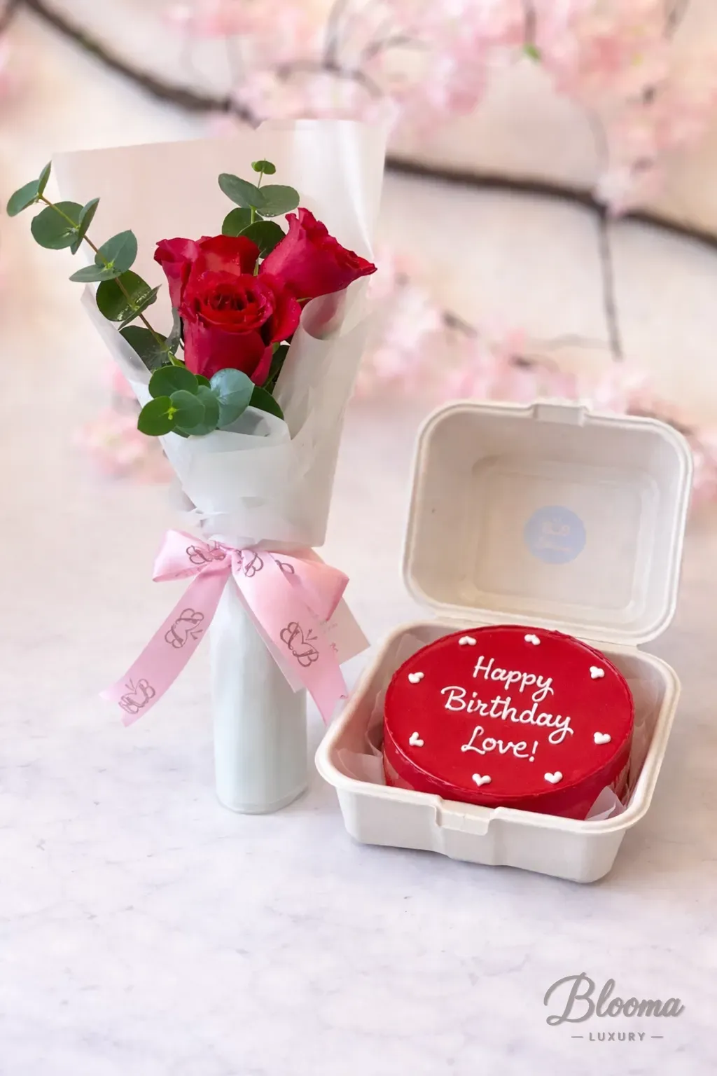 Mini Birthday Cake & Red Roses Gift Combo-Combo No 78