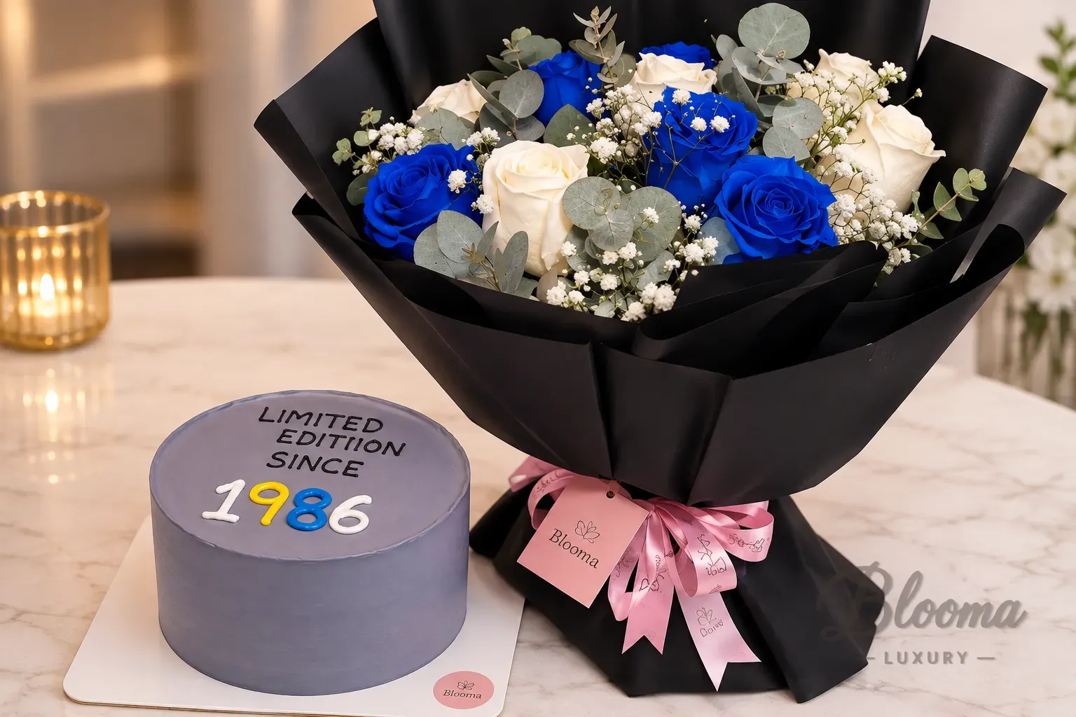 Limited Edition Vanilla Cake and Blue Roses