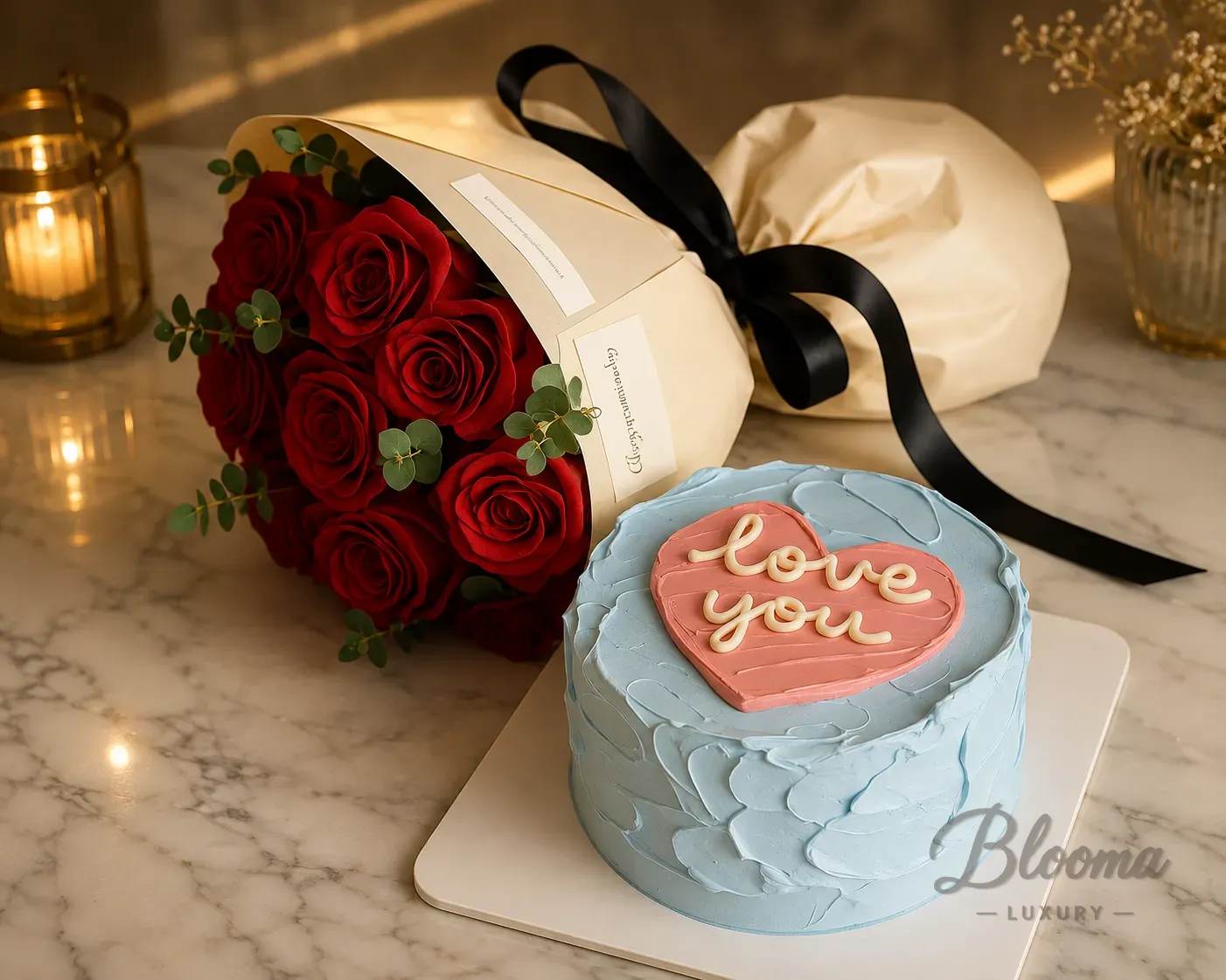 Sweet Love Cake & Roses Set – Perfect Romantic Gift