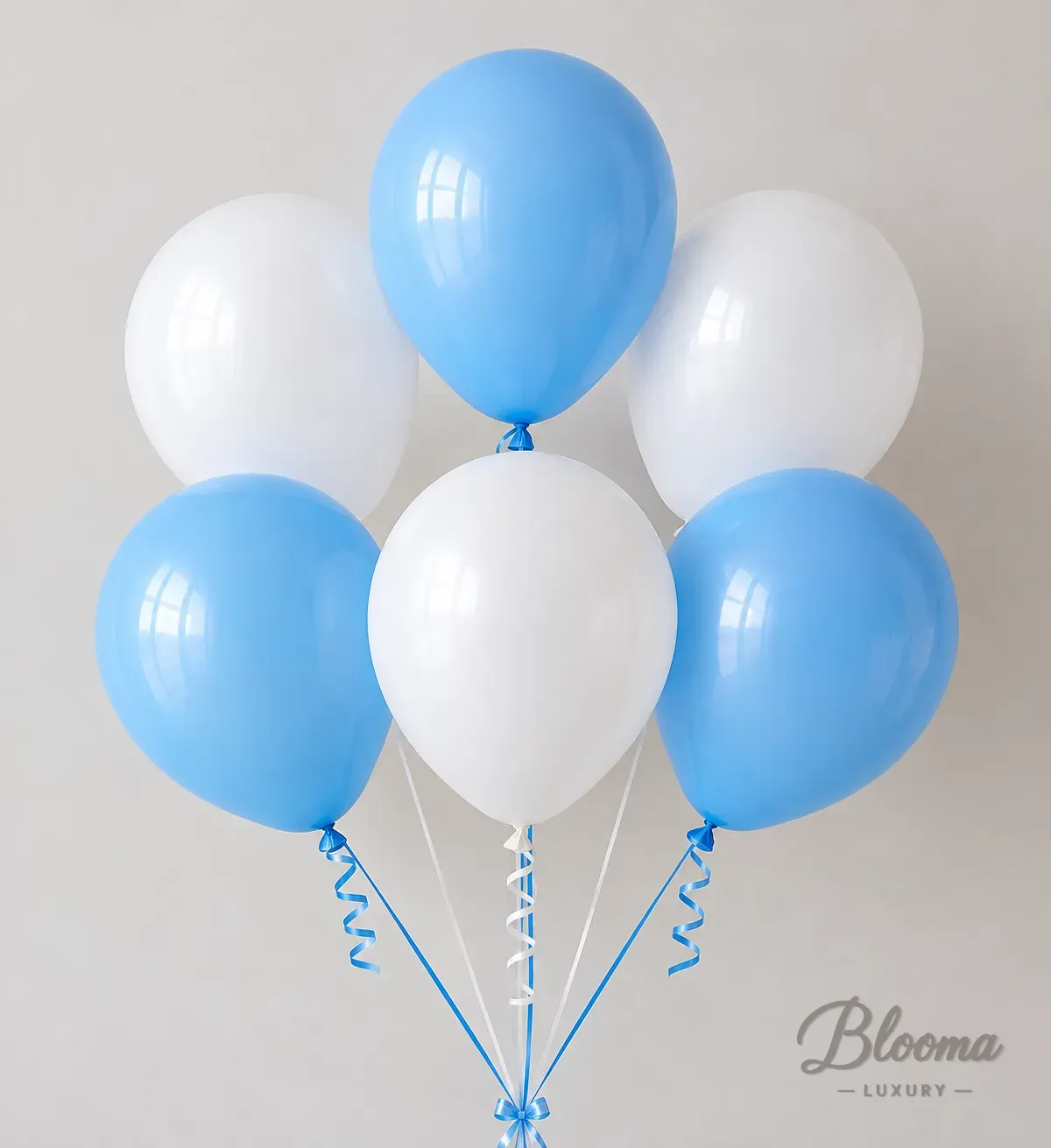 Helium Balloons - Blue and White - 6 pcs pack