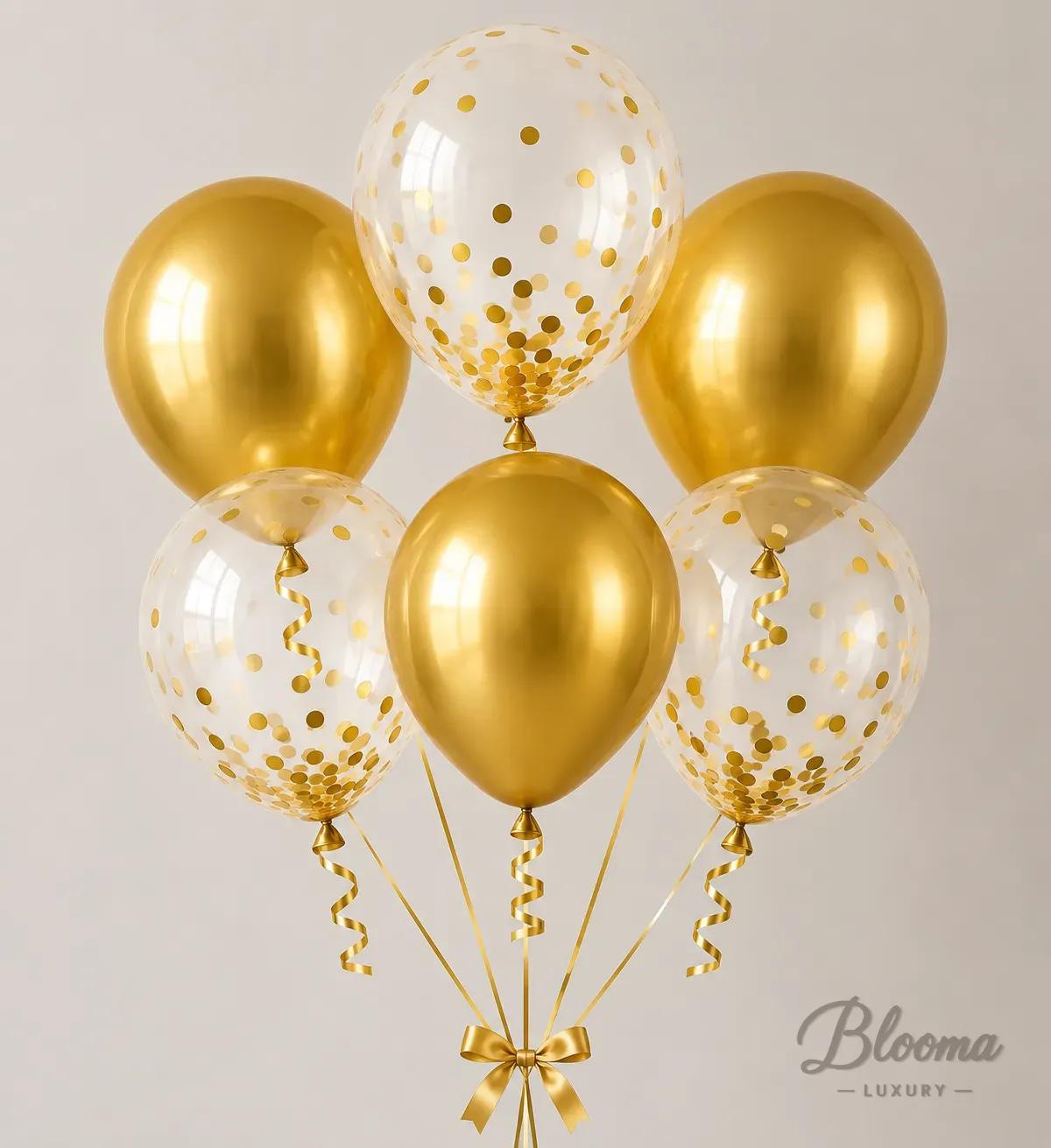 Helium Balloons - Gold and Transparent - 6 pcs pack
