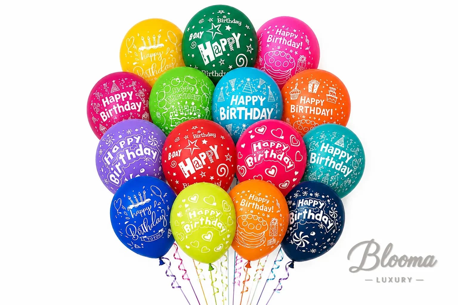 Happy Birthday Helium Balloons - 15 Pcs Pack