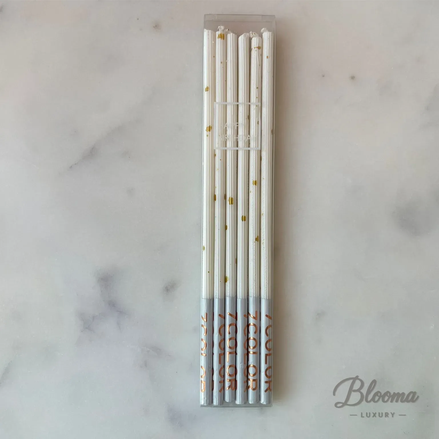 White & Gold Splatter Candles - Pack Of 6