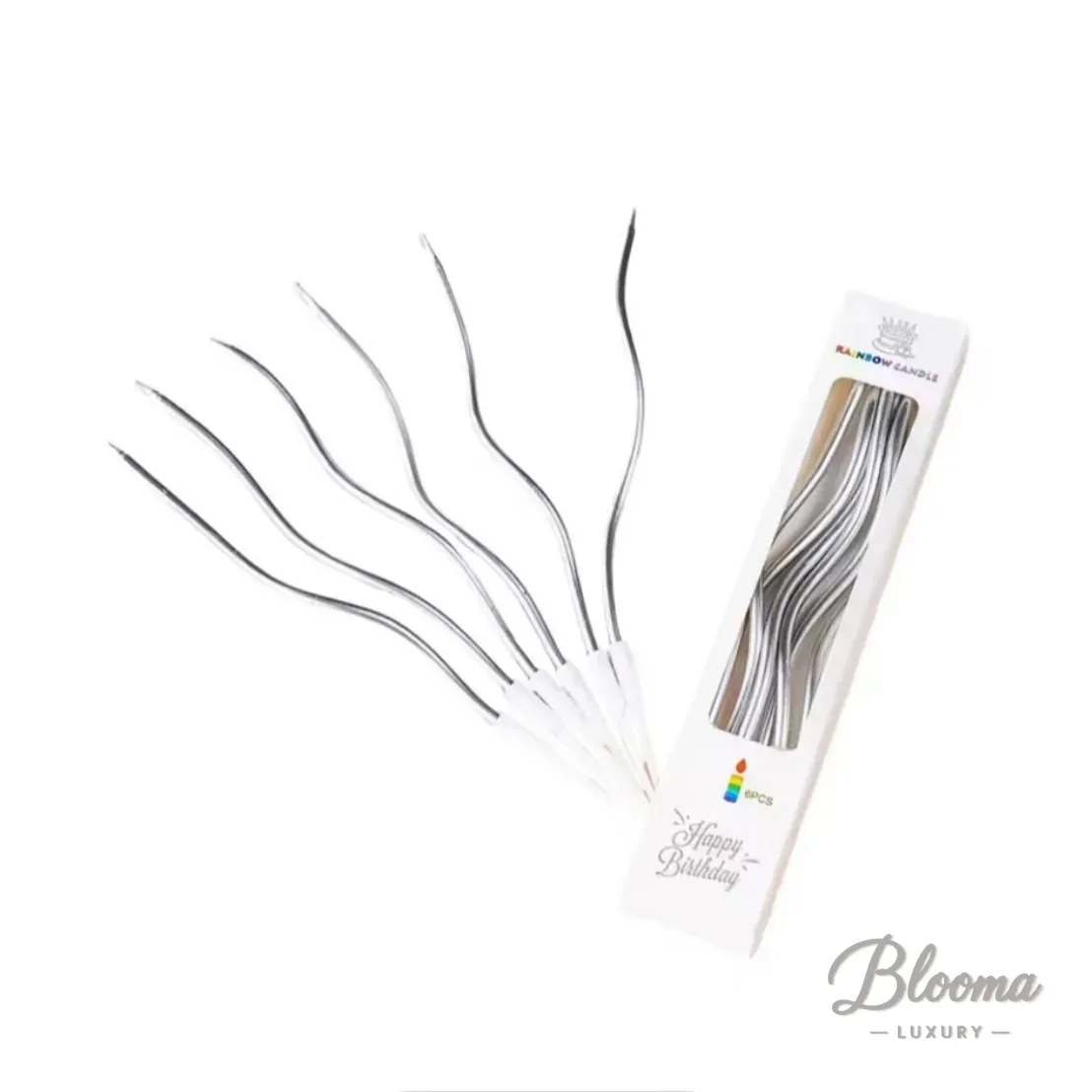 Spiral Candles Silver 6 Pcs Pack