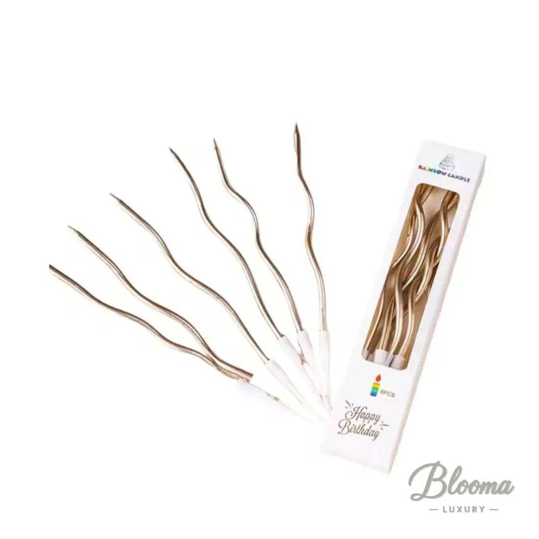 Pale Gold Spiral Candles 1 Pack (6 Count).
