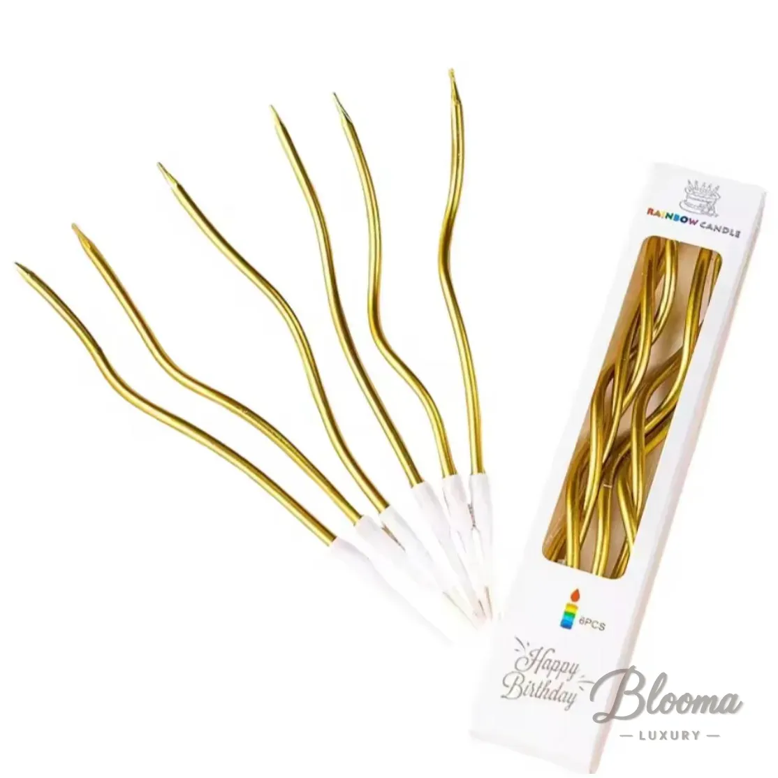 Spiral Candles Gold, 1 Pack And 6 Pcs