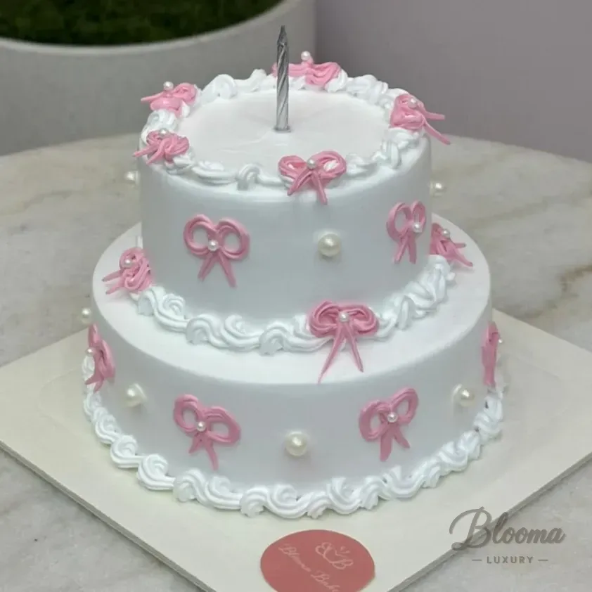 Mini 2 Tier Cake with Bow Design for 4 to 6 Persons