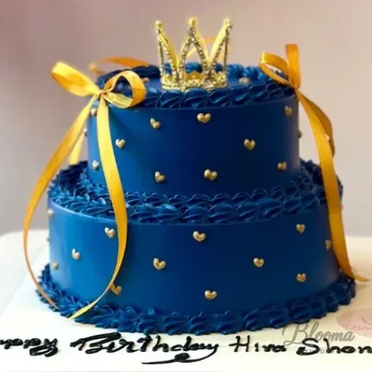Mini 2 Tier Crown Cake Ocean Blue 4 to 6 Persons
