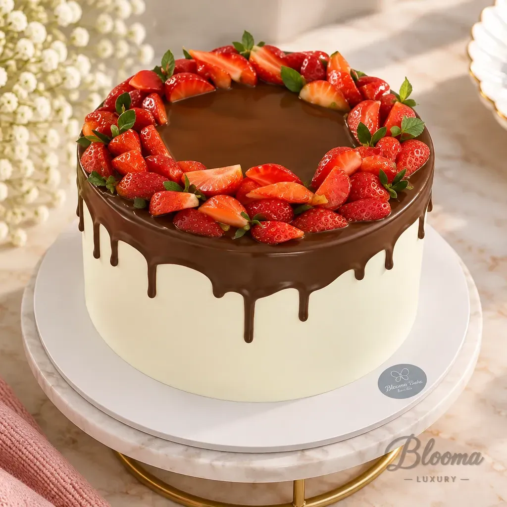 Strawberry Crown Cake  Vanilla And Chocolo Combo