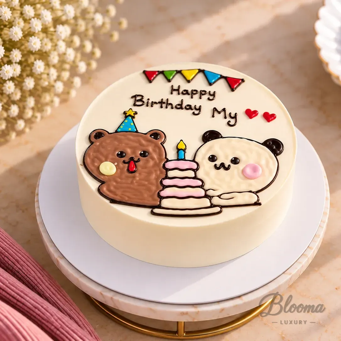 Dudu And BuBu Flat Cake Birthday Cake