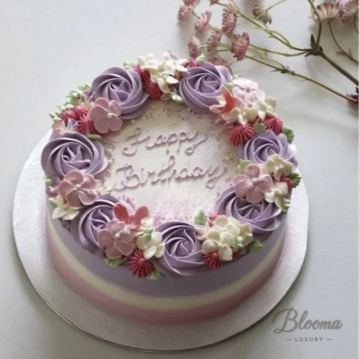 Lilac & Pink Flower Cake