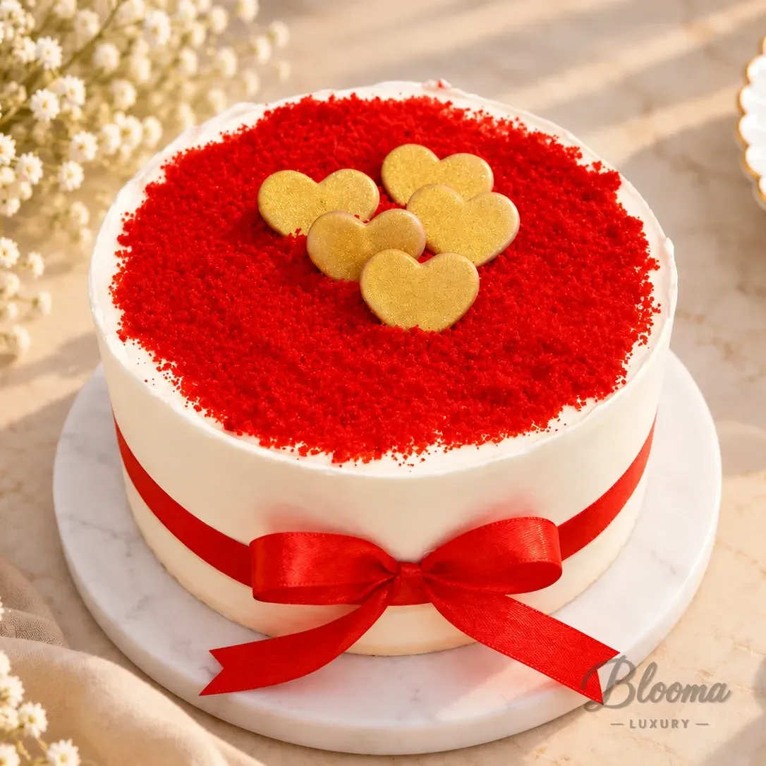 Golden Heart Red Velvet Cake - 6/3 Inch Size