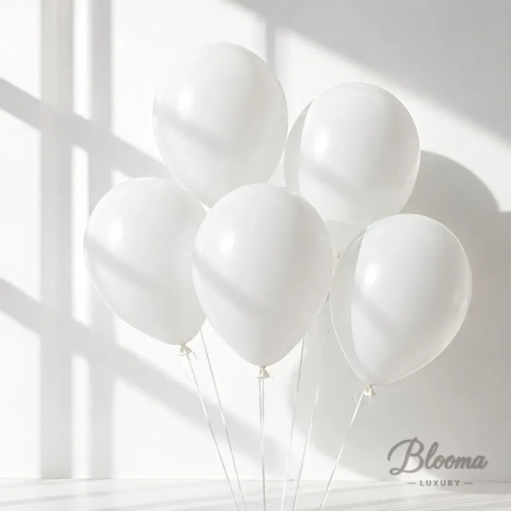 Helium Balloons - White - 5 pcs pack