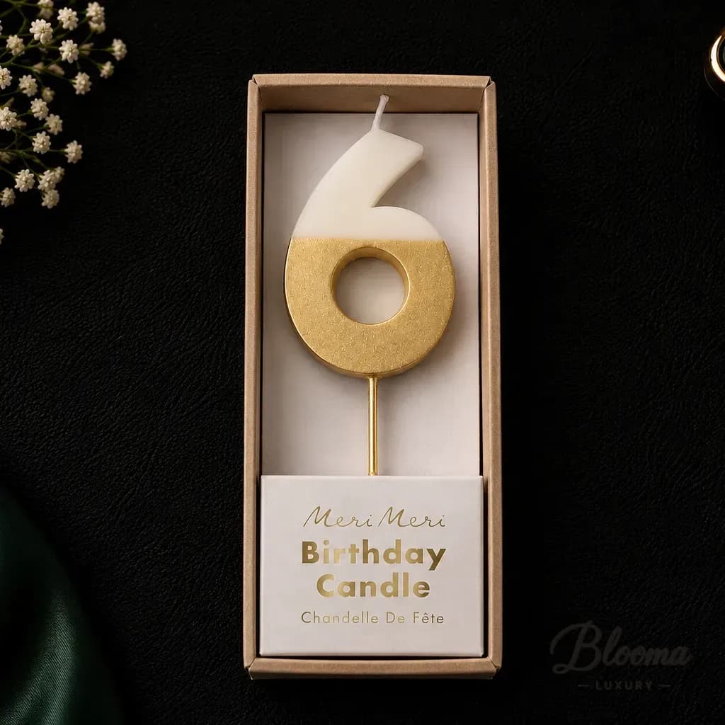 Meri Meri Gold Dipped Number 6 Birthday Candle (3–4 inch)