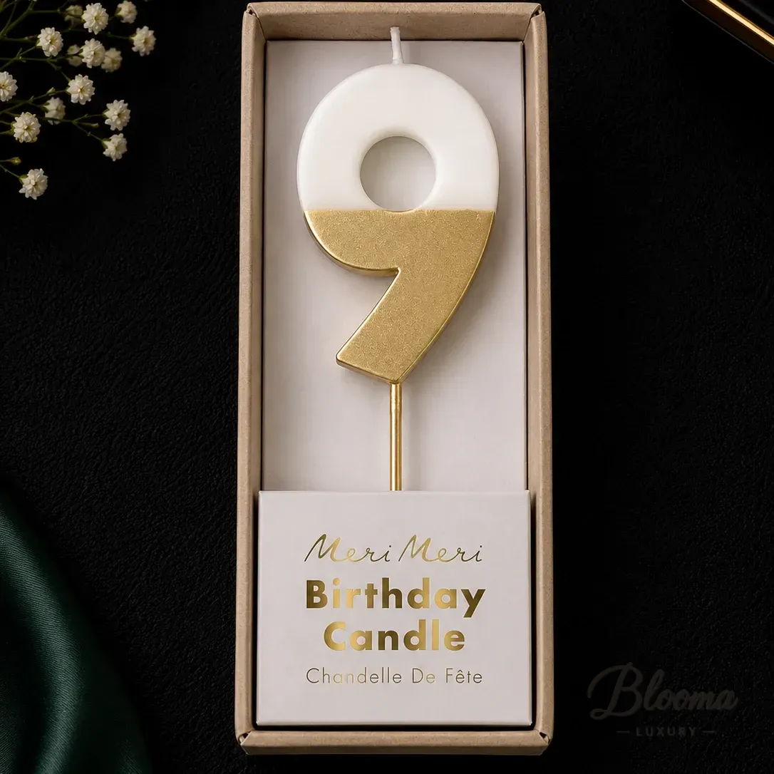 Meri Meri Gold Dipped Number 9 Birthday Candle (3–4 inch)