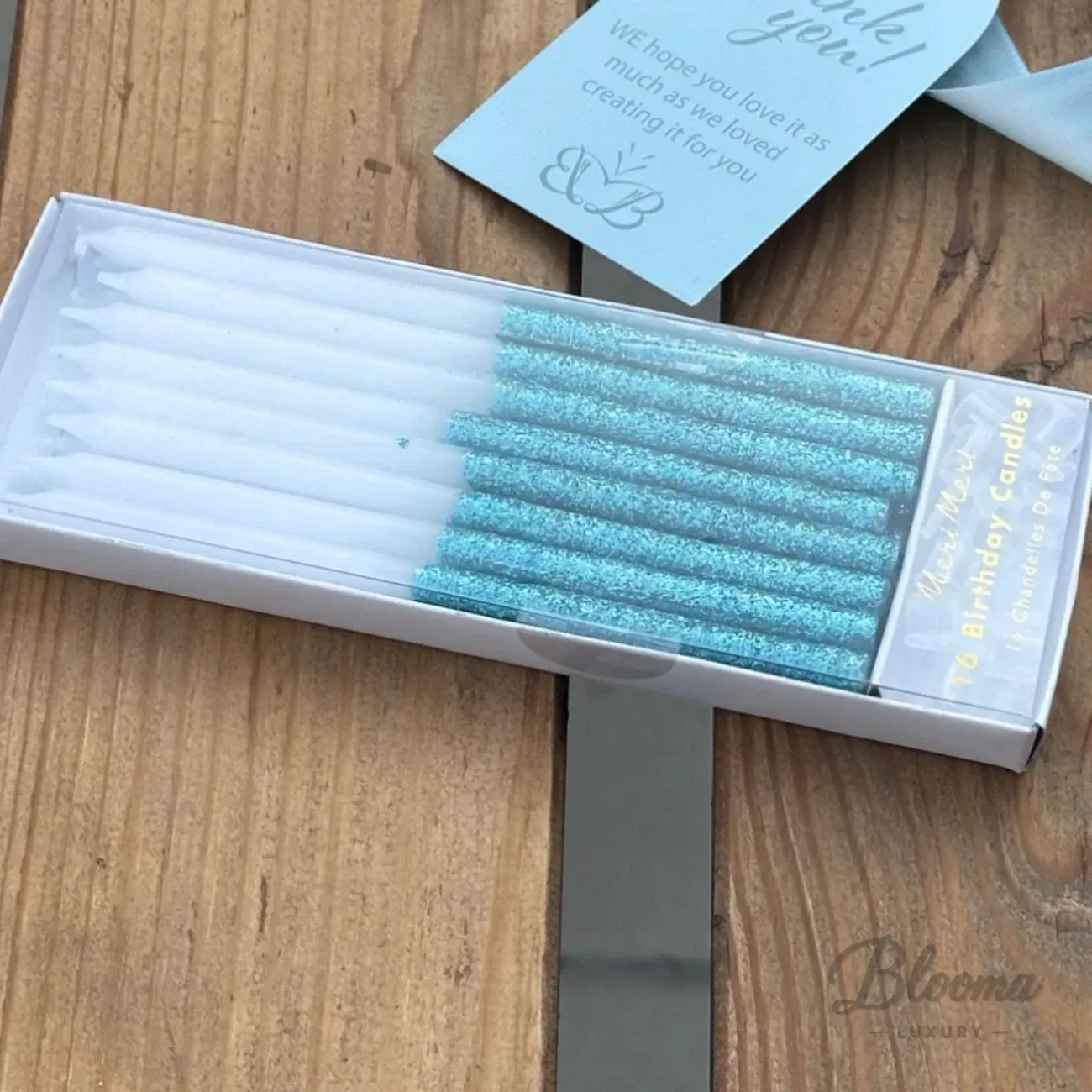 Meri Meri Glitter Candles Blue Pack Of 12