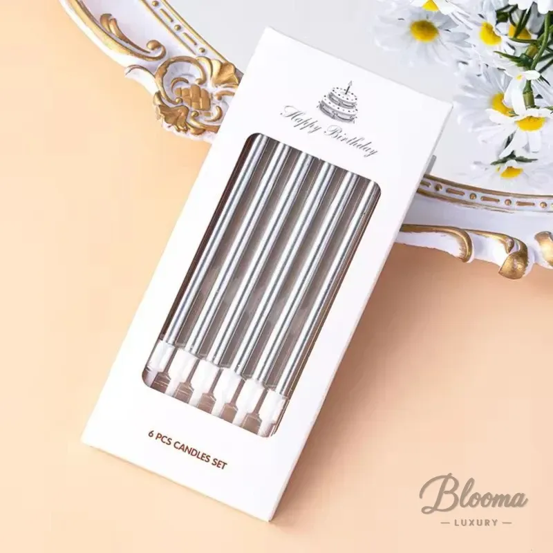 Elegant Birthday Candle – Silver– 6 Pcs Pack