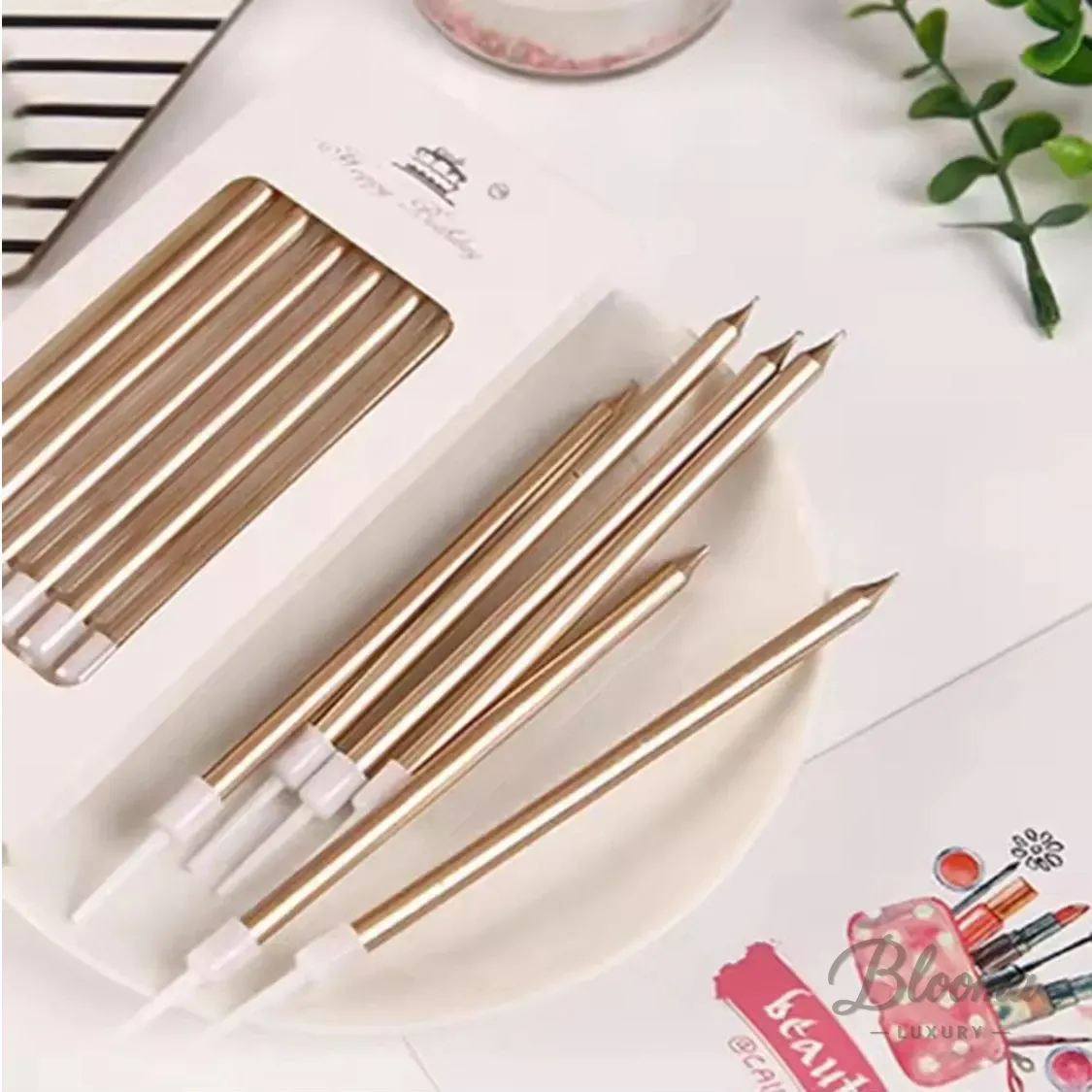 Elegant Birthday Candle – Dull Gold – 6 Pcs Pack