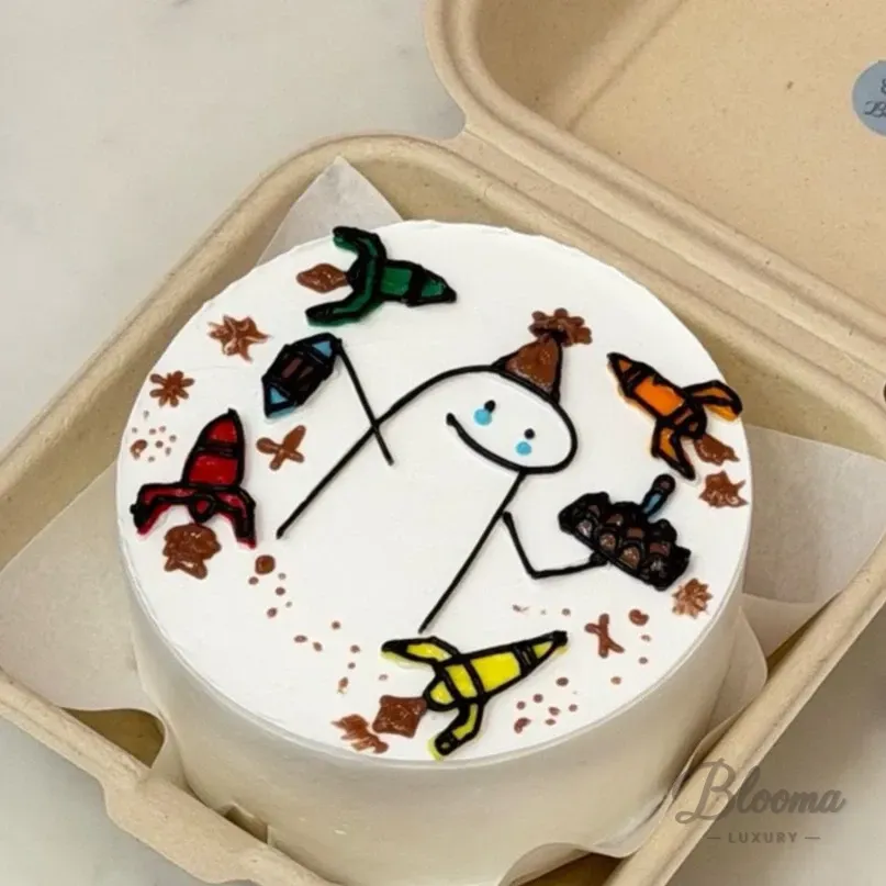 Cartoon Rocket Bento Cake For 1 Or 2 Persons