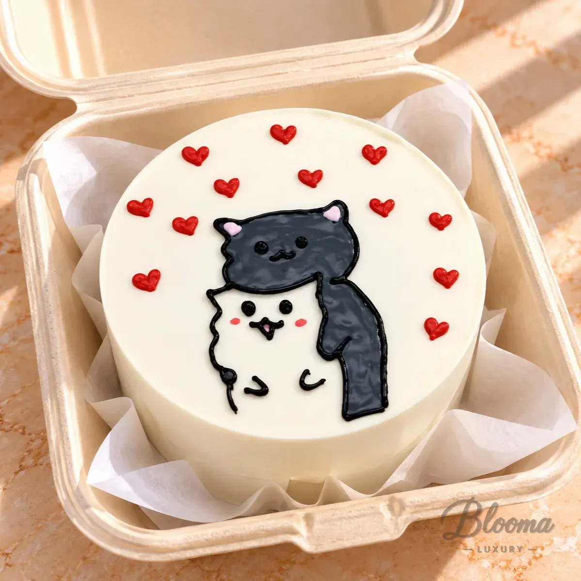 Korean Style Cat Couple Bento Mini Cake – Serves 1–2-Bento - 20
