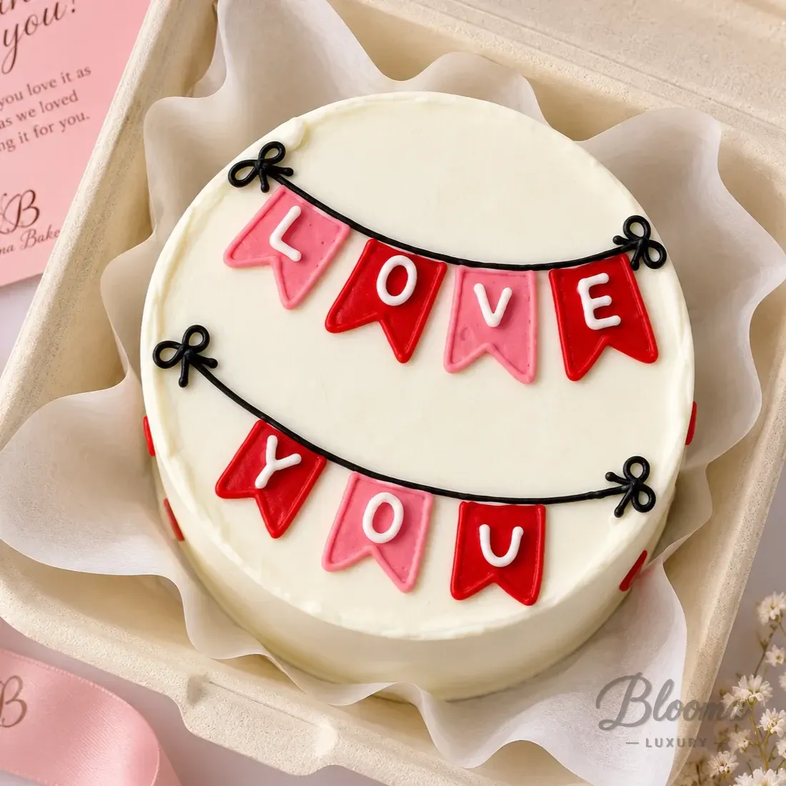 Love You Banner Bento Cake (1–2 Persons)