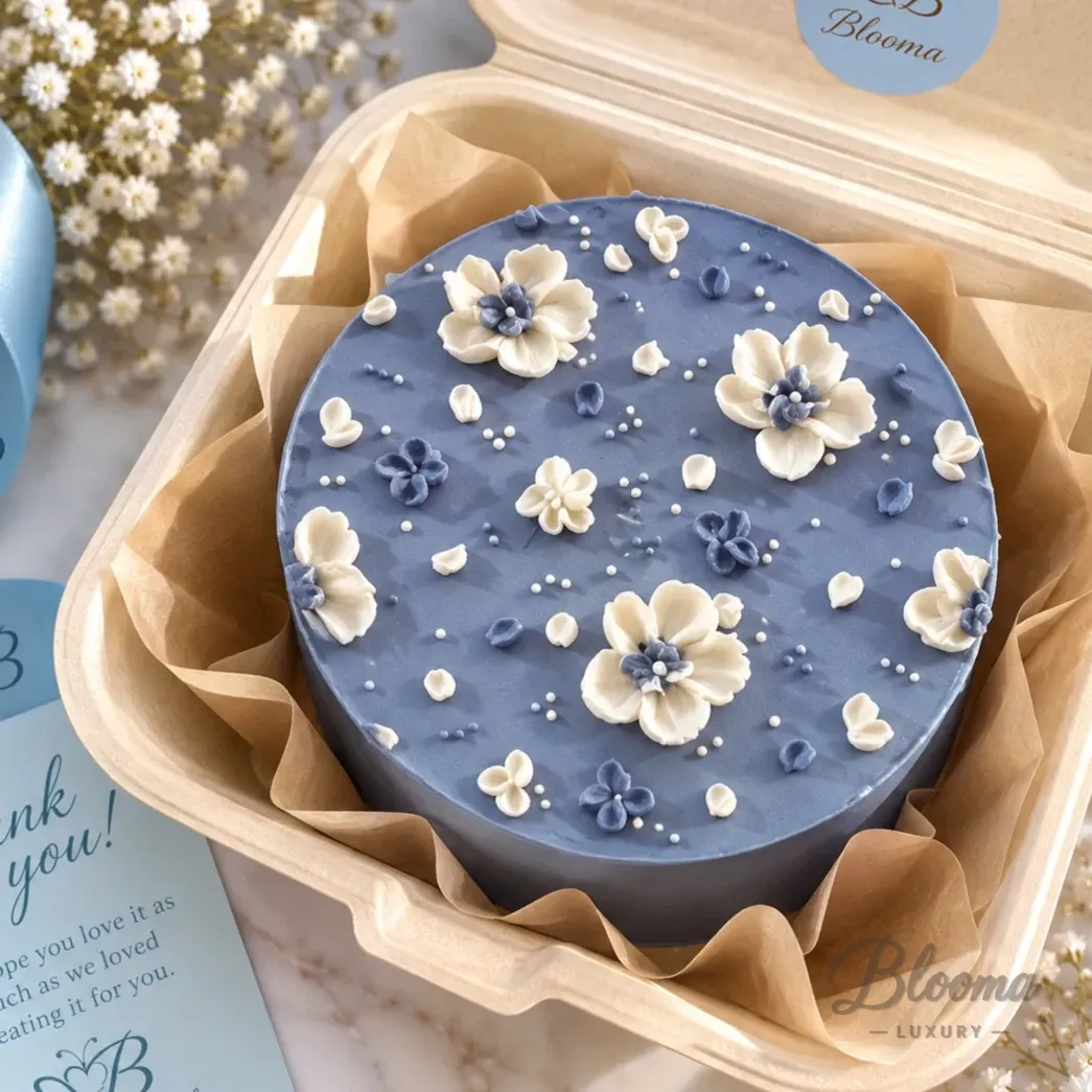 Floral Blue Bento Cake (1–2 Persons)