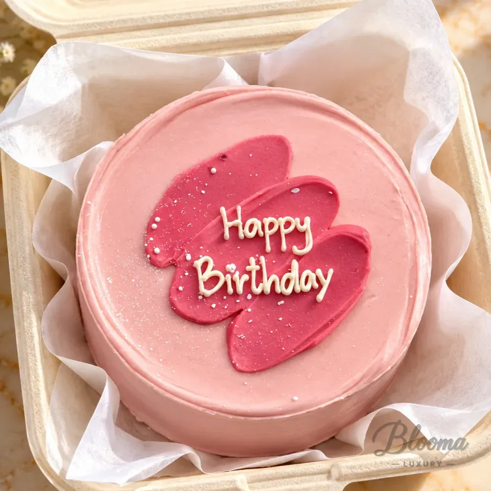 Pink Birthday Brush Bento Cake (1–2 Persons)
