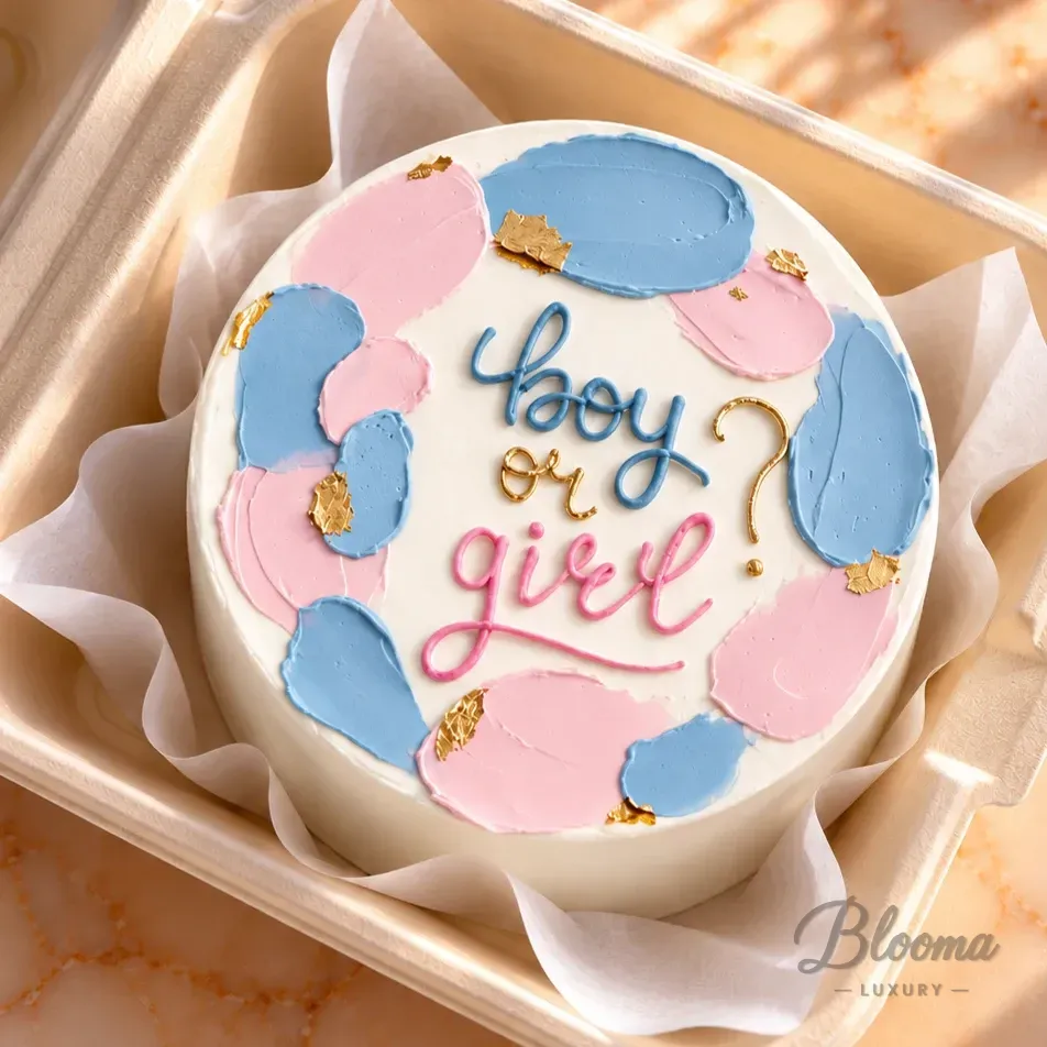 Gender Reveal Bento - 7 - Mini Small Cake For 1 Or 2 Persons.