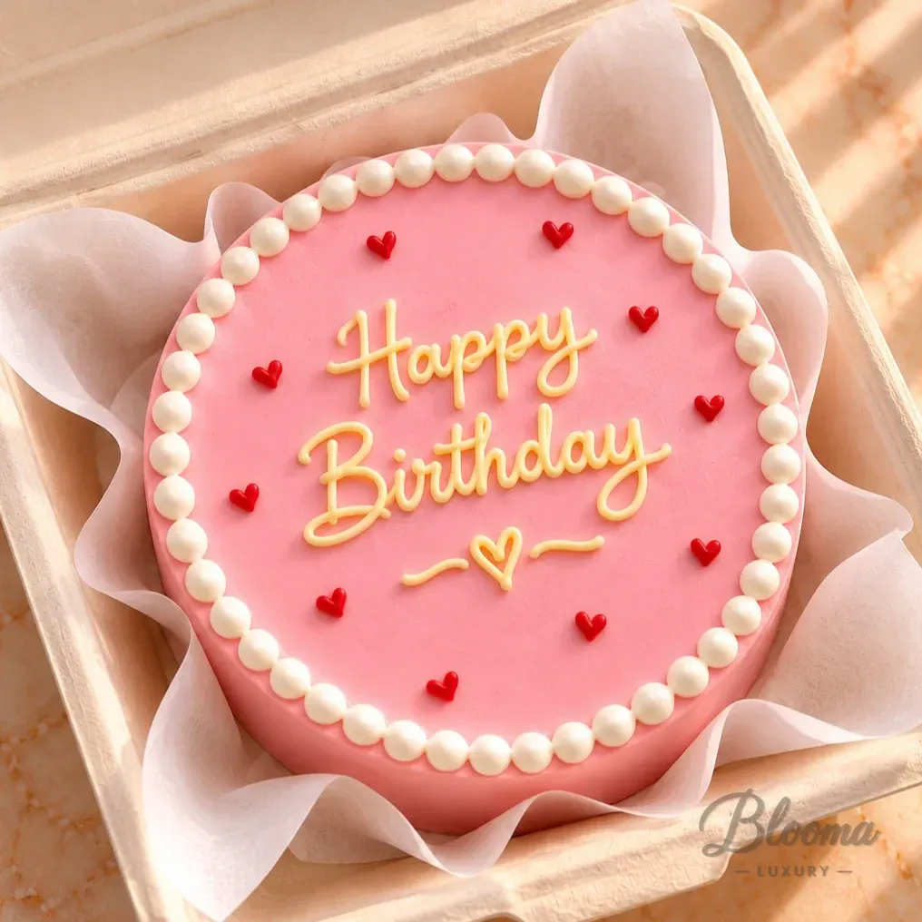 Bento No 713 Happy Birthday Pink Small Mini Cake For 1 Or 2 Persons.