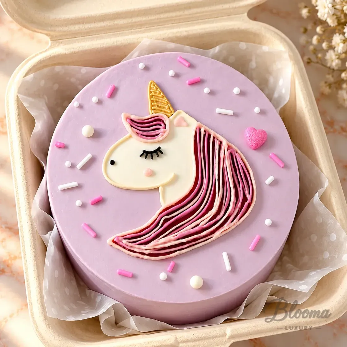 Unicorn Theme Birthday Cake – Choose Your Size-Bento No 711