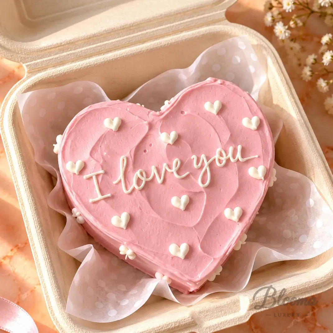 Bento No 74 Pink Heart Shape Cake Small Mini Cake For 1 Or 2 Persons