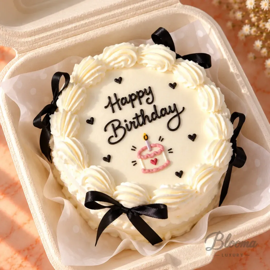 Bento No 73 With Black Ribbons Small Mini Cake For 1 Or 2 Persons.