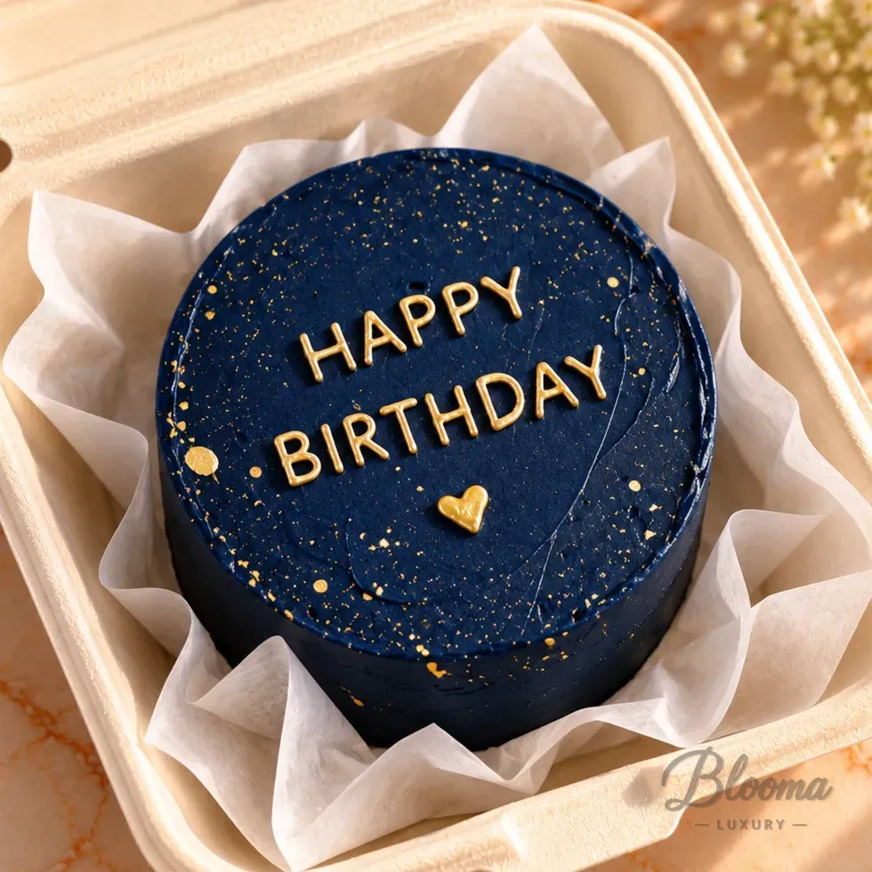 Navy Blue Birthday Mini Bento Cake for Him – Serves 1–2 Persons-Bento 66 for Men