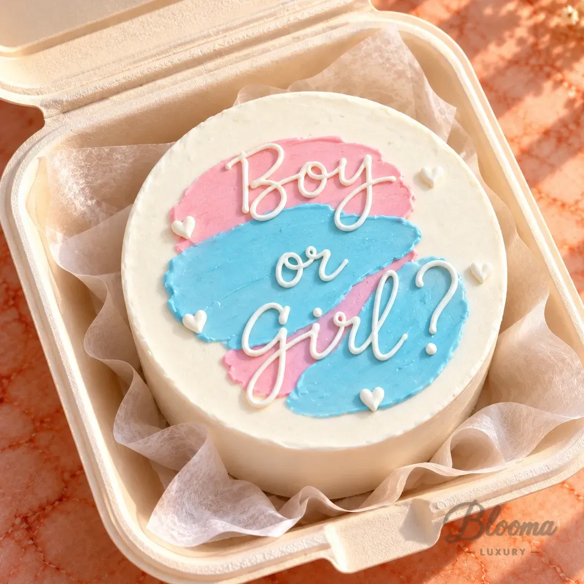 Gender Reveal Bento - 2 - Mini Small Cake For 1 Or 2 Persons.