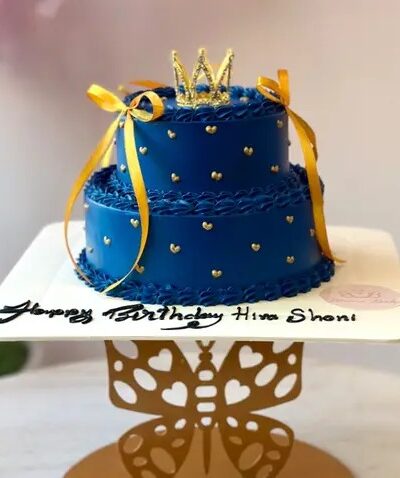 Mini 2-Tier Crown Cake – Ocean Blue Majesty