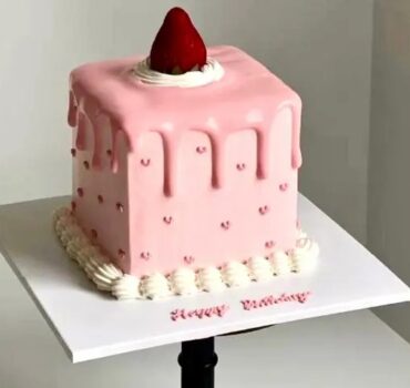 Pink Strawberry Drip Cake