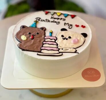 Dudu And BuBu Flat Birthday Cake